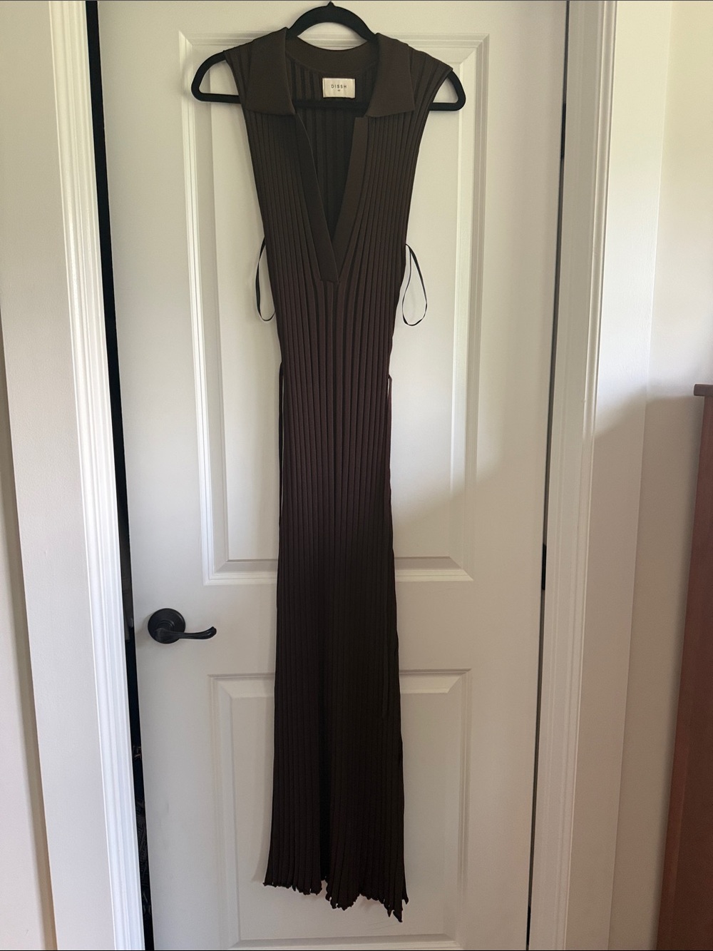 Ribbed Sleeveless Maxi Dress in Dark Brown